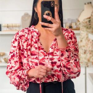 Nwt Blu Pepper Red and Pink camo Patterned Blouse